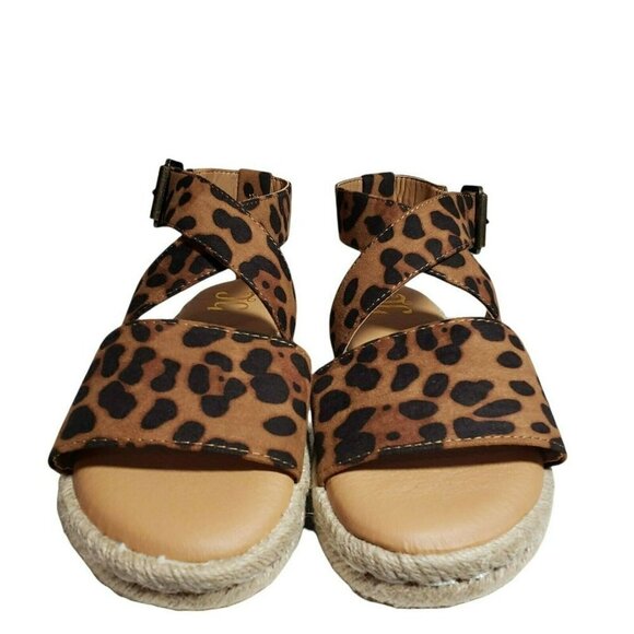Journee Womens Trinity Leopard Open Toe Buckle Espadrille Flat Sandals Size 7 - Picture 5 of 10